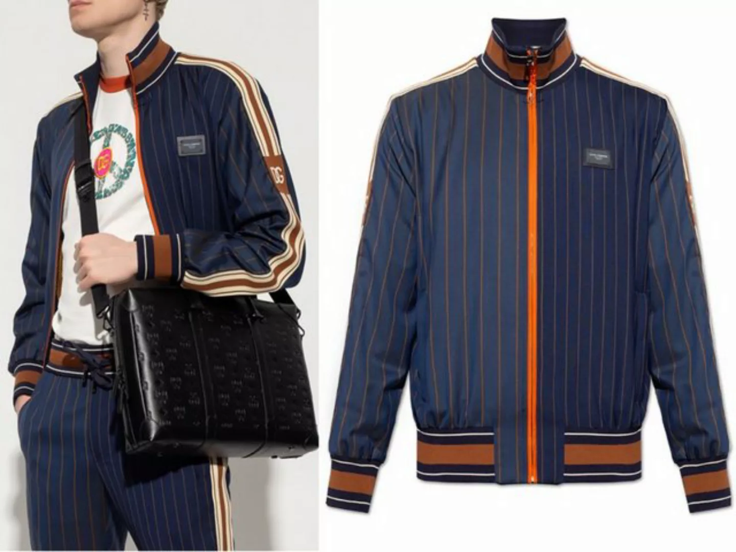 DOLCE & GABBANA Winterjacke DOLCE & GABBANA Wool Pinstripe Jacket Stripes L günstig online kaufen