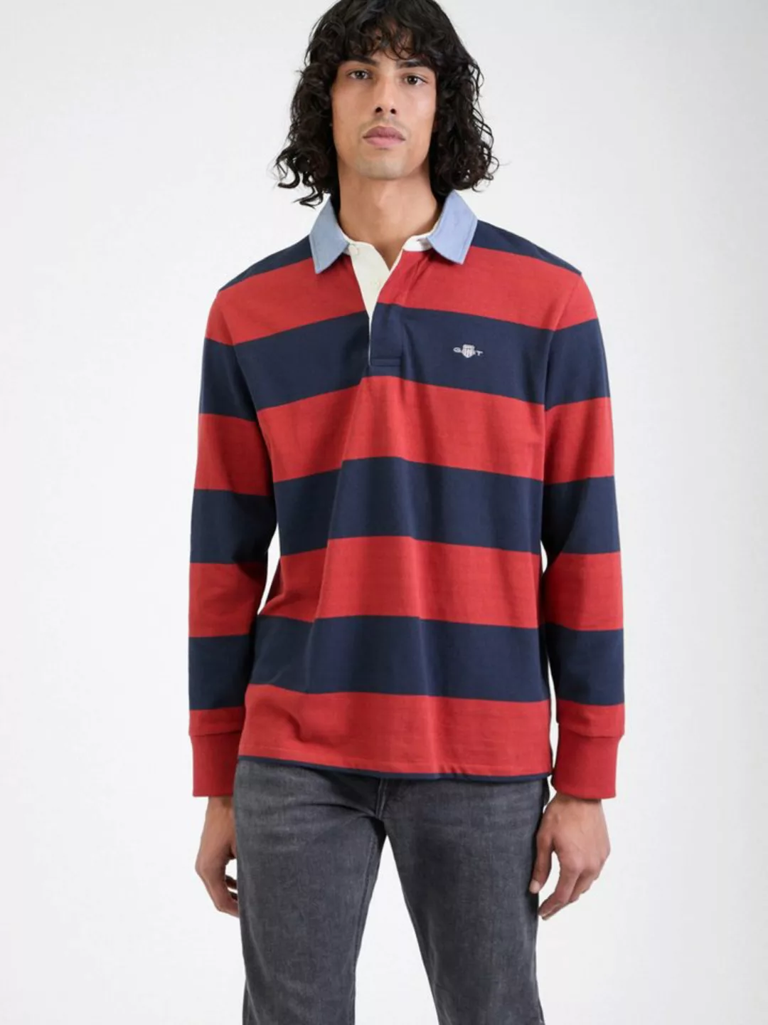 Gant Langarm-Poloshirt REG CHAMBRAY STRIPE HEAVY RUGGER günstig online kaufen