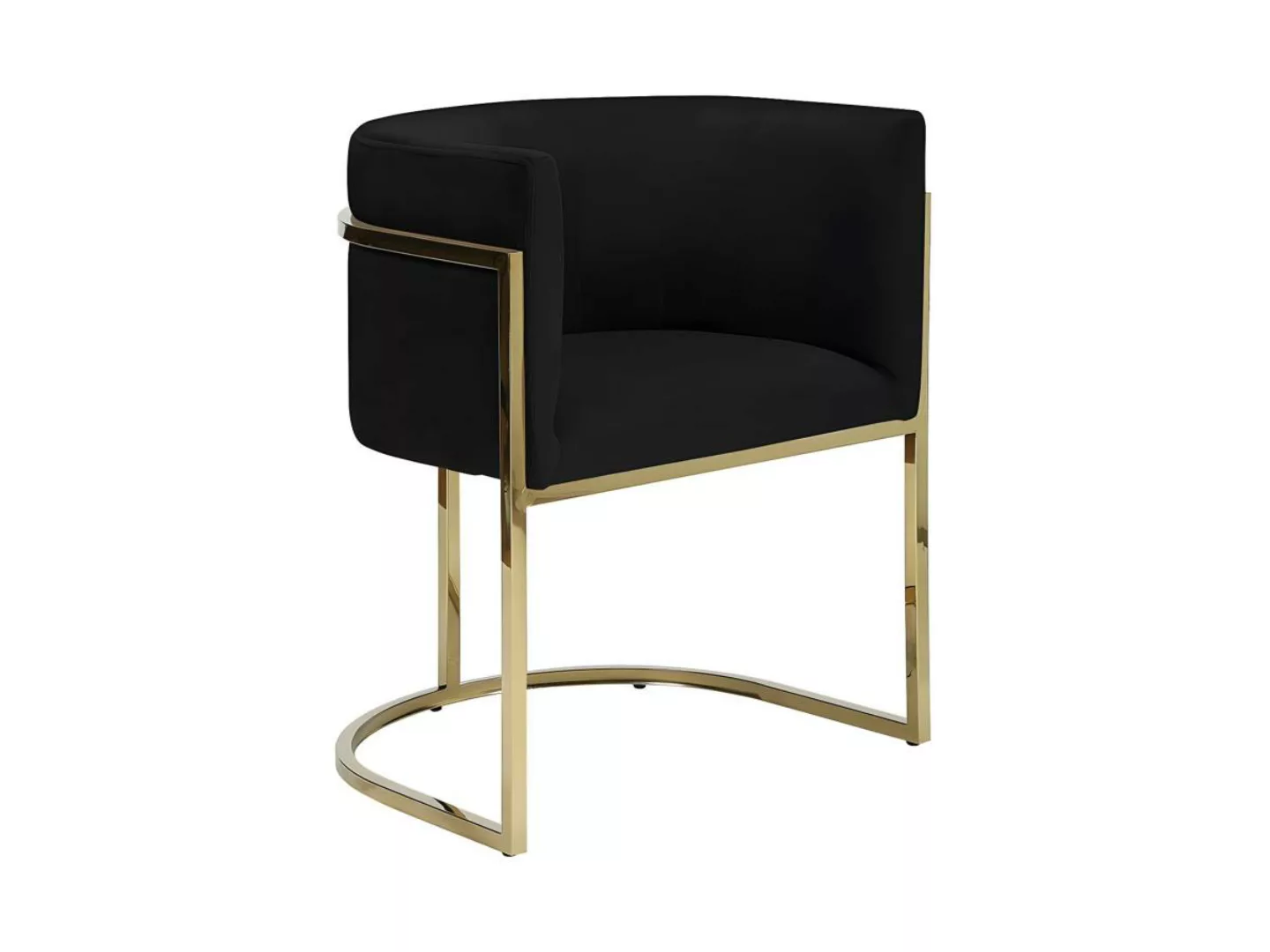 Stuhl mit Armlehnen - Samt & Metall - Schwarz & Goldfarben - PERIA von Pasc günstig online kaufen