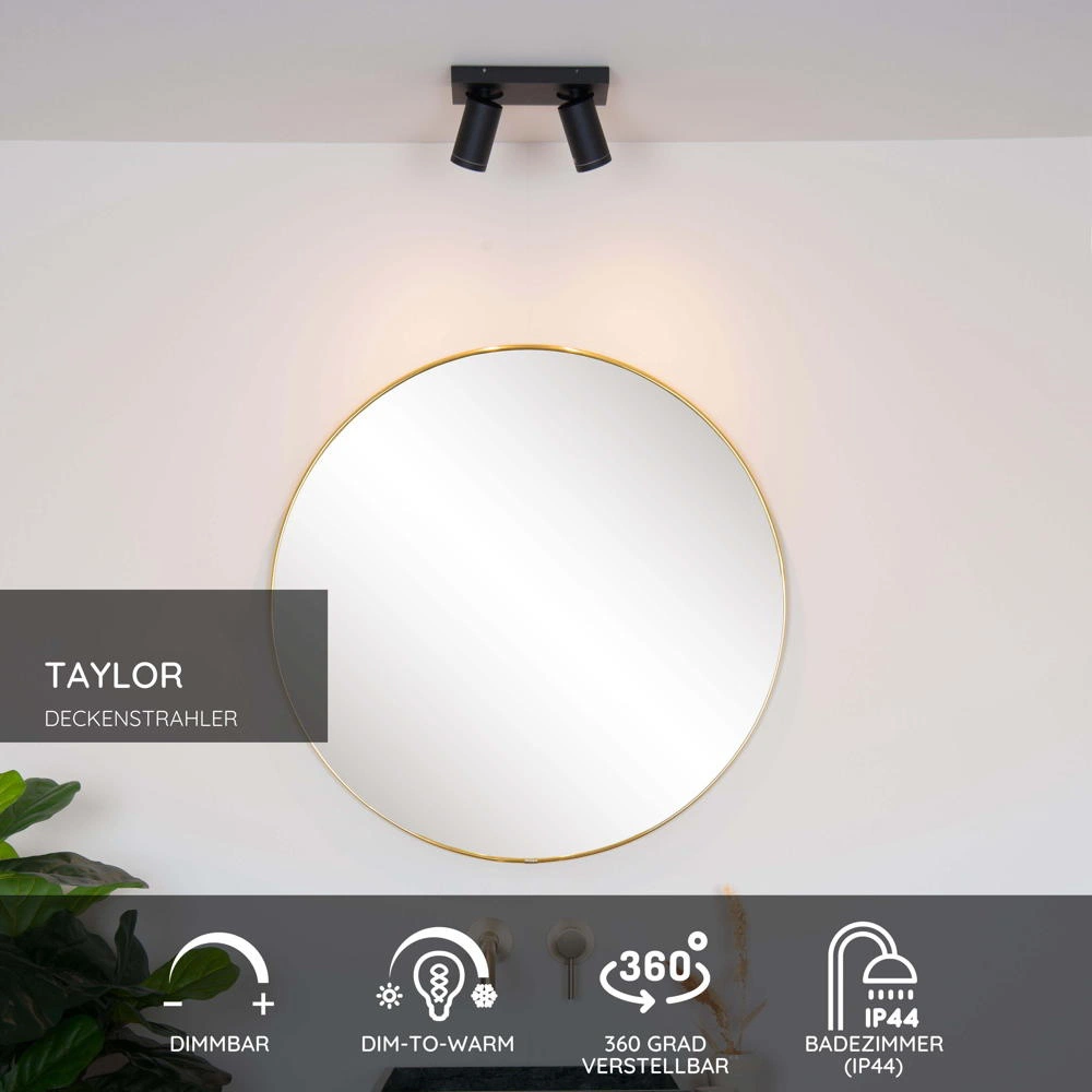 LED Deckenstrahler Taylor in Schwarz 2x5W 640lm IP44 dim to warm günstig online kaufen