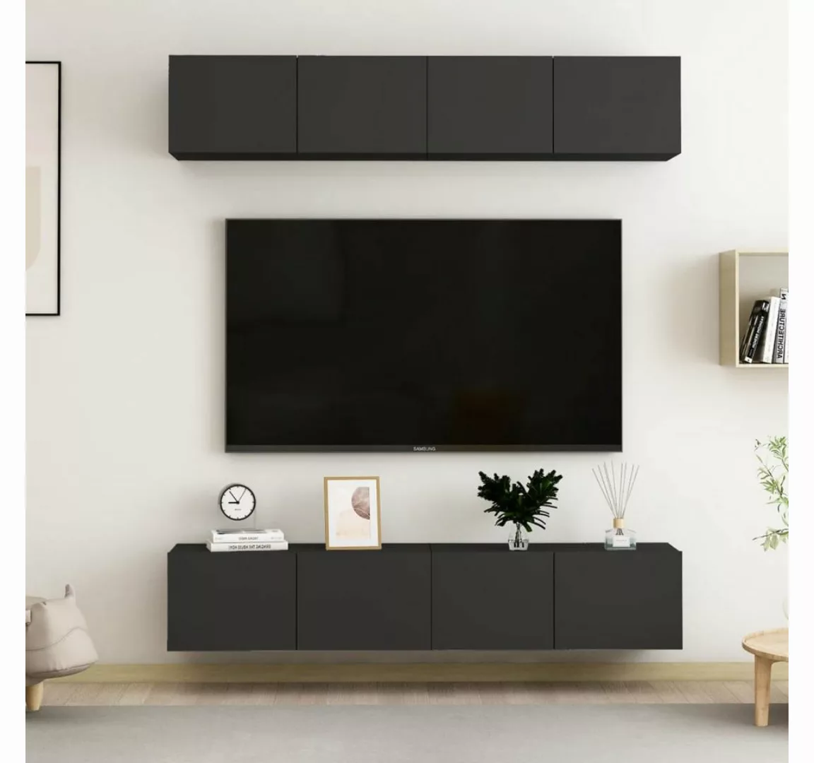 vidaXL TV-Schrank TV-Schränke 4 Stk Schwarz 80x30x30 cm Spanplatte Lowboard günstig online kaufen