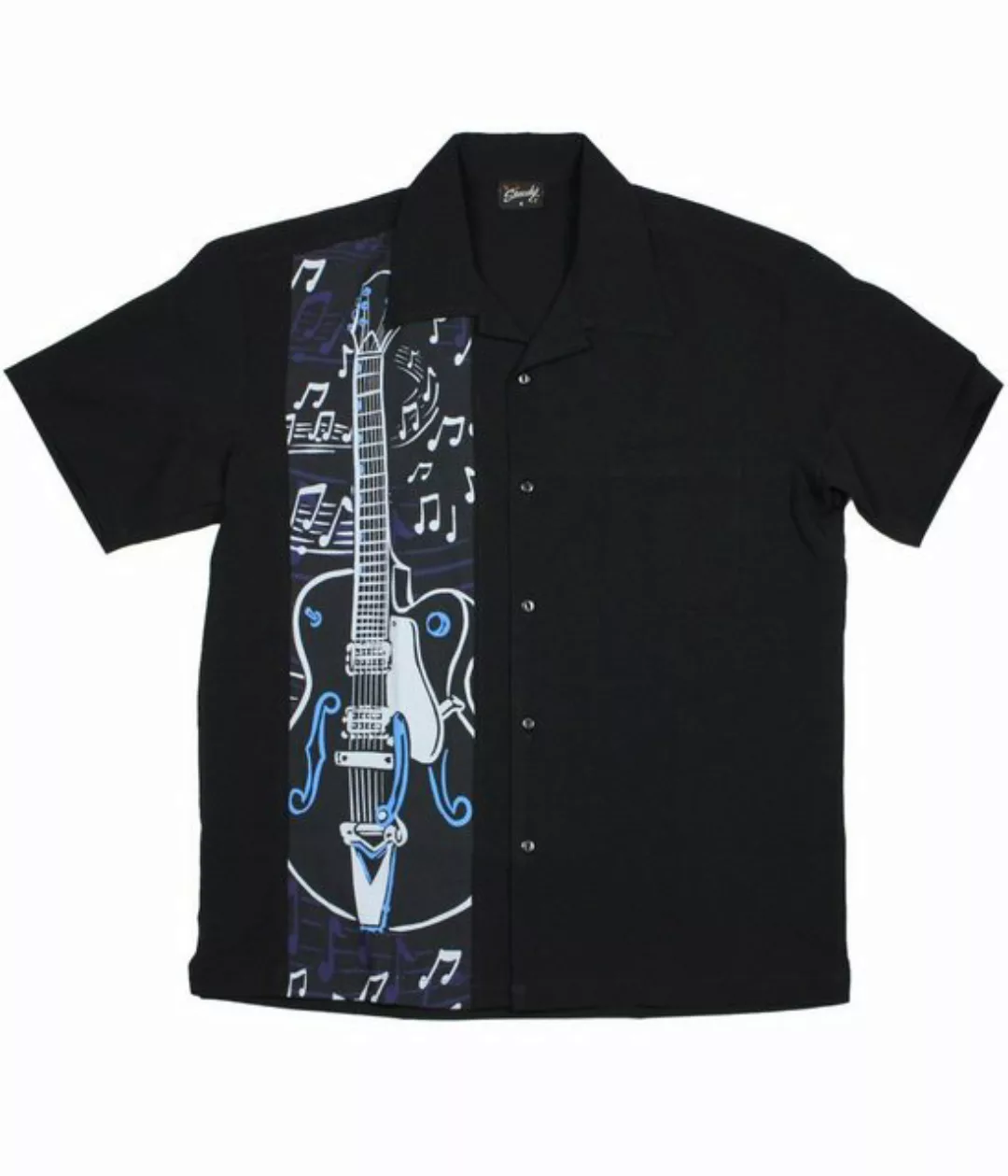 Steady Clothing Kurzarmhemd Guitar Panel Retro Vintage Bowling Shirt Rockab günstig online kaufen