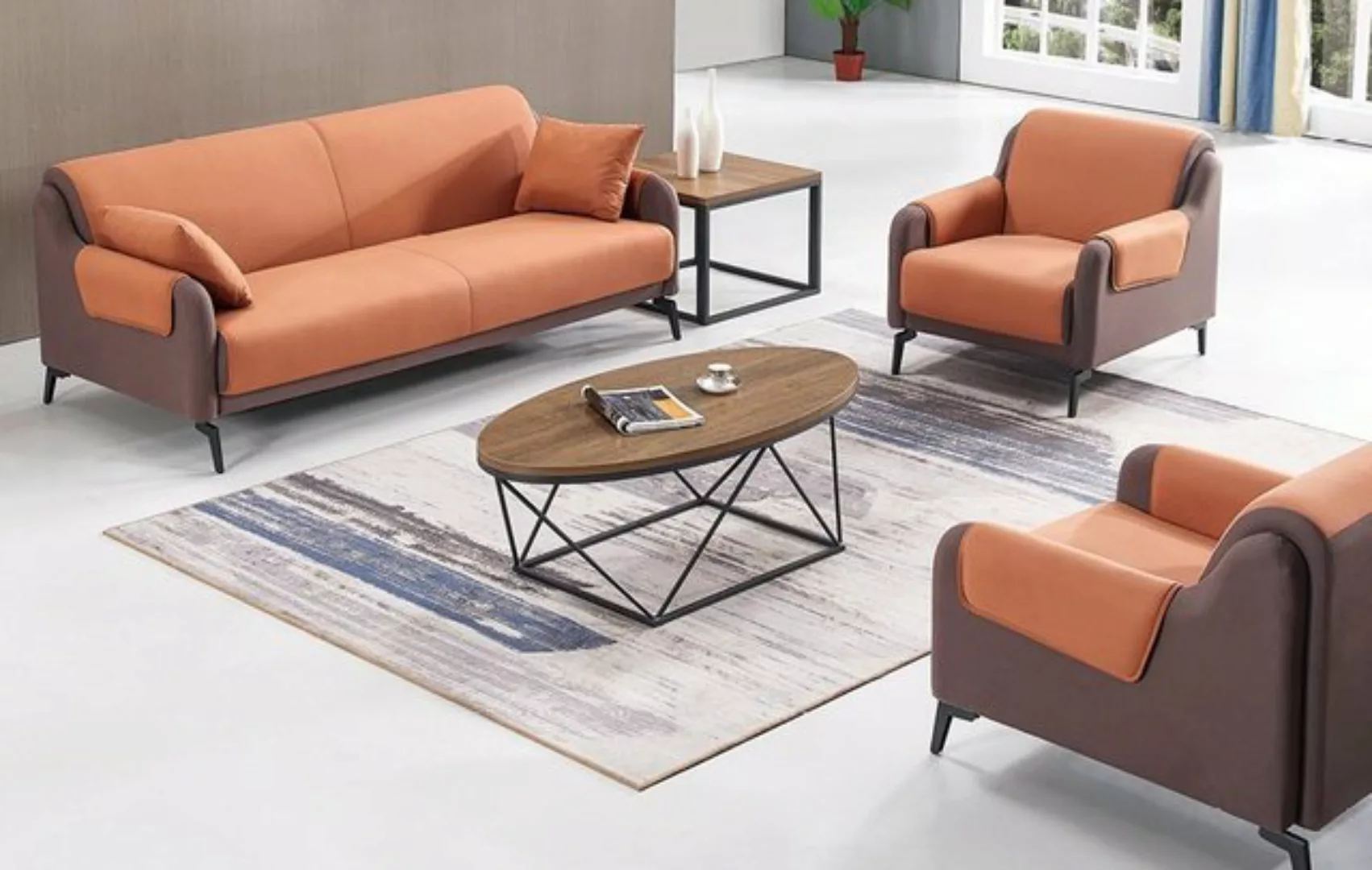 JVmoebel Sofa Sofa Couch Polster Stoff Couchen Polster Garnitur 3+1+1 Sitze günstig online kaufen