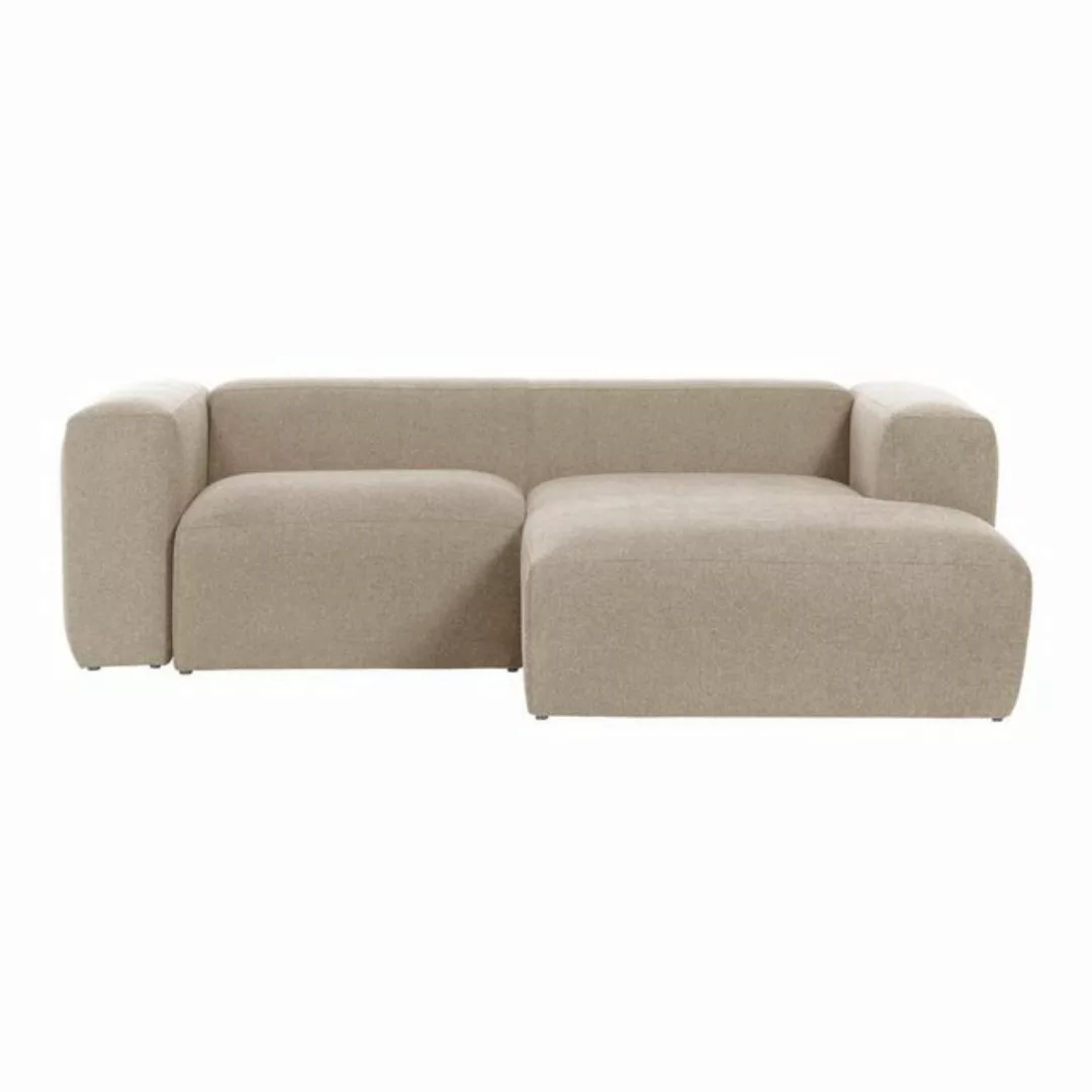 Natur24 Sofa Sofa Blok 2-Sitzer mit Longchair rechts beige 240cm Couch günstig online kaufen