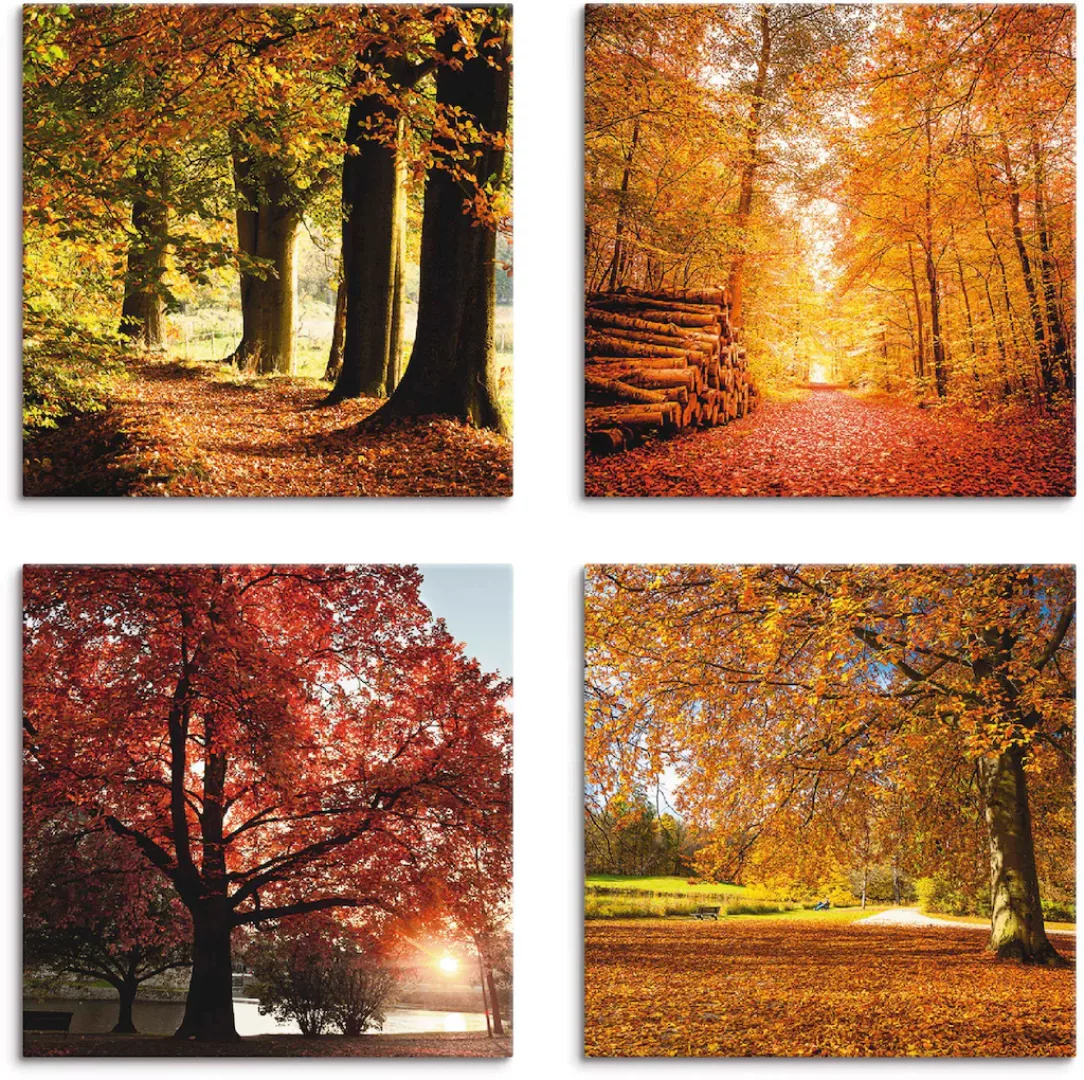 Artland Leinwandbild "Herbstlandschaft", Bäume, (4 St.) günstig online kaufen