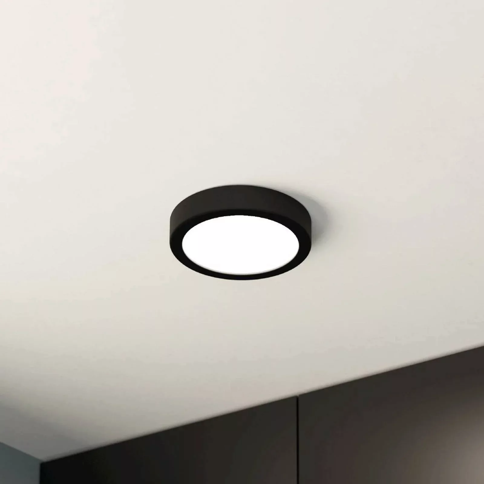 LED-Deckenlampe Fueva 5 IP44 3000K schwarz Ø16cm günstig online kaufen