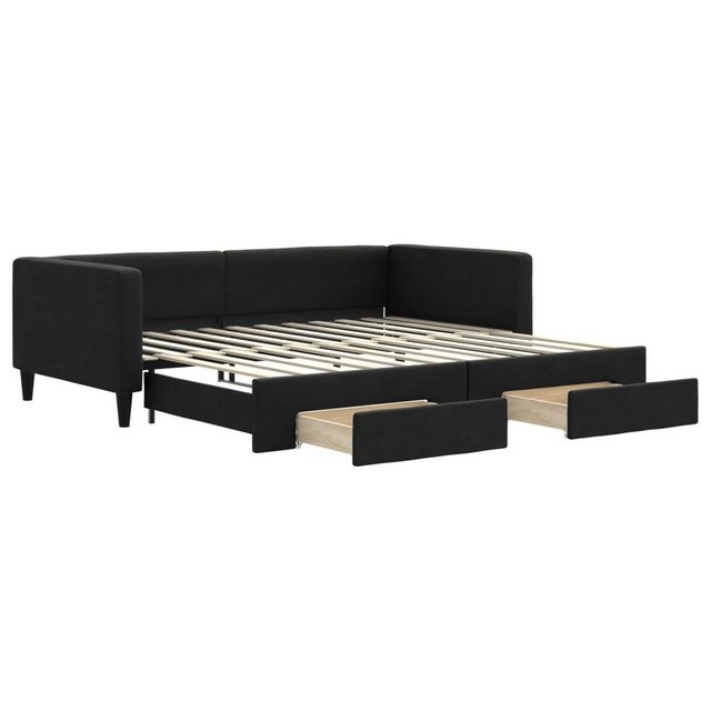 furnicato Bett Tagesbett Ausziehbar mit Schubladen Schwarz 100x200 cm Stoff günstig online kaufen