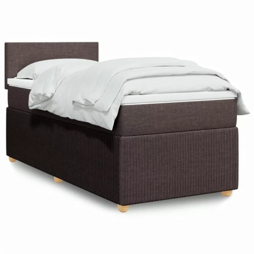 vidaXL Boxspringbett, Boxspringbett mit Matratze Dunkelbraun 80x200 cm Stof günstig online kaufen