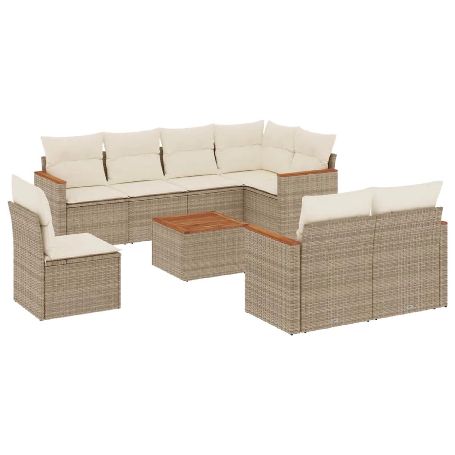 vidaXL 9-Tlg Garten-Sofagarnitur mit Kissen Beige Poly Rattan 3226170 günstig online kaufen