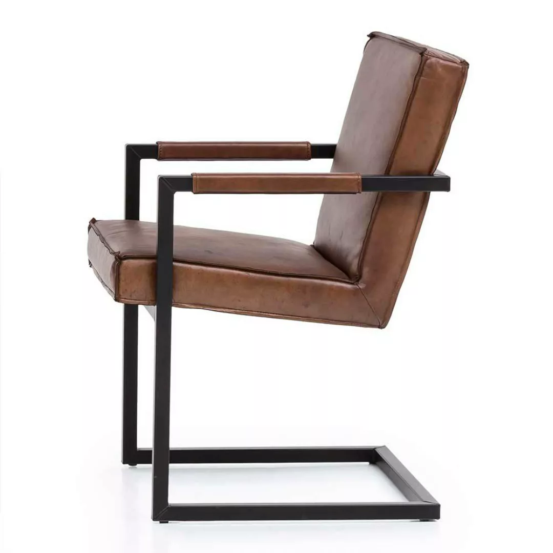 Freischwing Stühle aus Echtleder und Metall Armlehnen (2er Set) günstig online kaufen