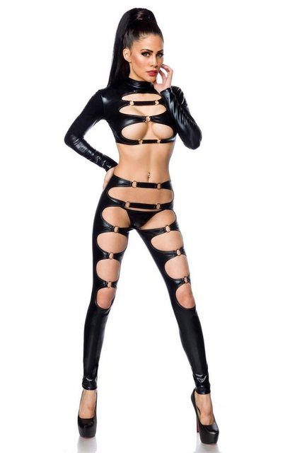 Saresia Overall 3-tlg. Wetlook-Set Gogo Outfit: Top, Leggings, String, Made günstig online kaufen