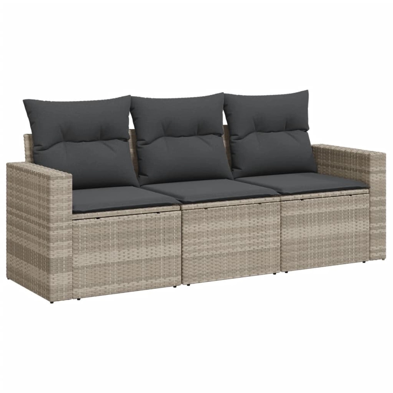 vidaXL 3-tlg Garten-Sofagarnitur mit Kissen Hellgrau Poly Rattan Modell 2 günstig online kaufen