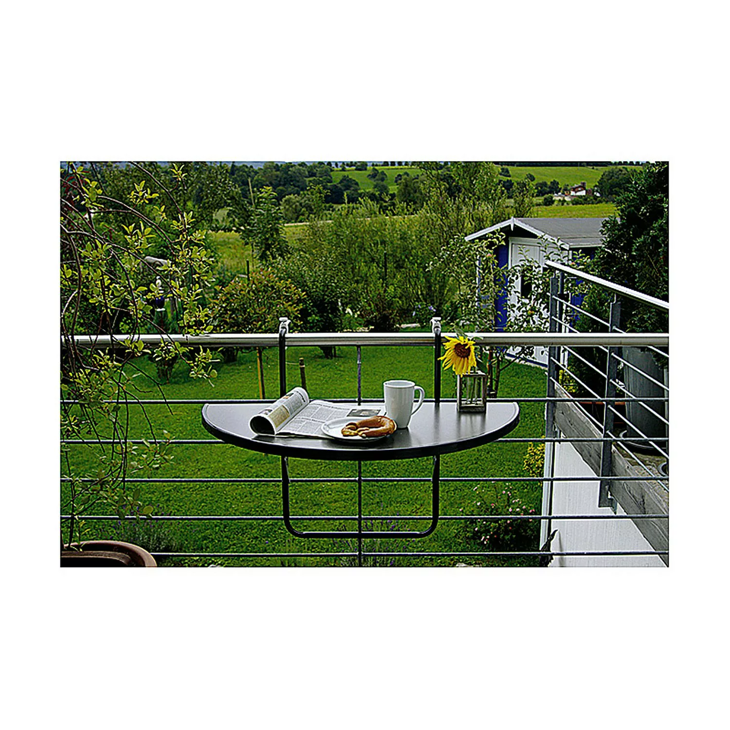 Balkon-Hängetisch halbrund 100 cm x 50 cm anthrazit günstig online kaufen