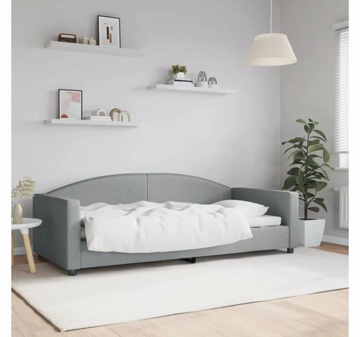 vidaXL Gästebett Tagesbett Hellgrau 90x200 cm Stoff Gästebett Gästecouch Gä günstig online kaufen