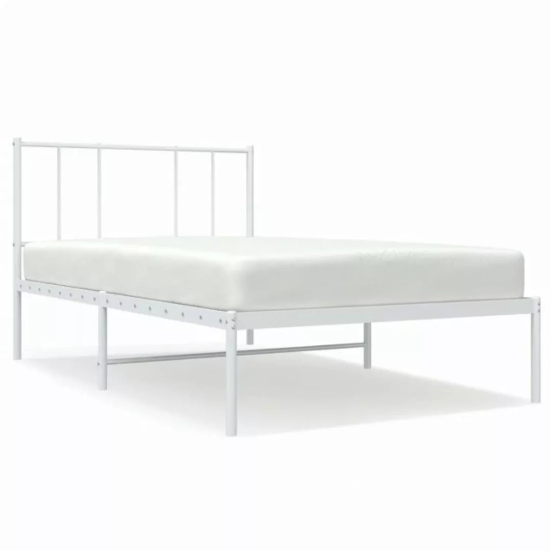 furnicato Bett Bettgestell mit Kopfteil Metall Weiß 100x200 cm günstig online kaufen