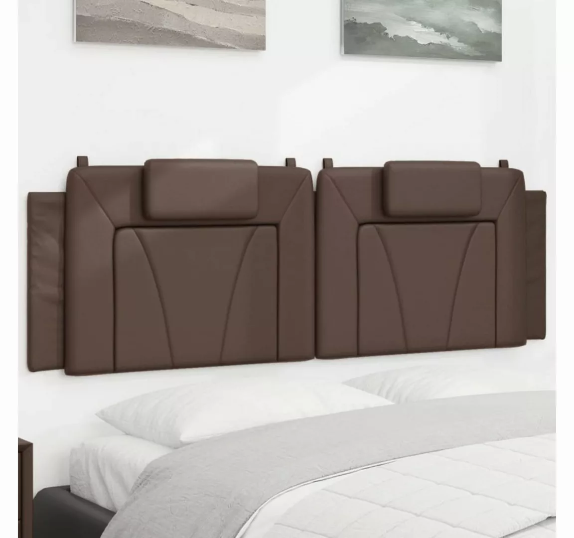 vidaXL Bett, Kopfteil-Kissen Braun 160 cm Kunstleder günstig online kaufen