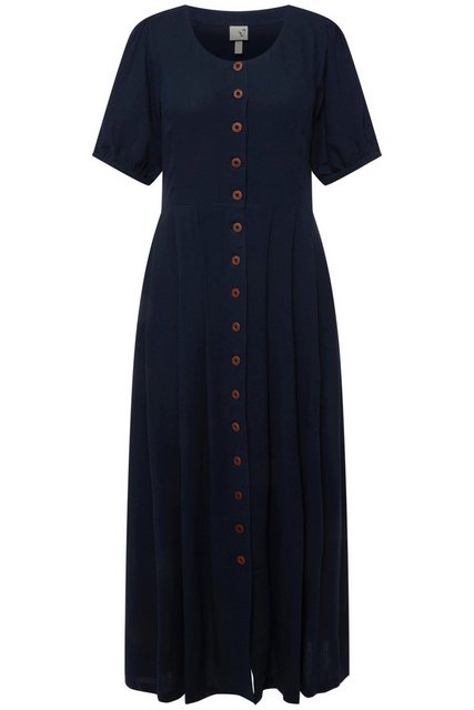 Ulla Popken Dirndl Landhauskleid Leinenmix Rundhals Halbarm günstig online kaufen