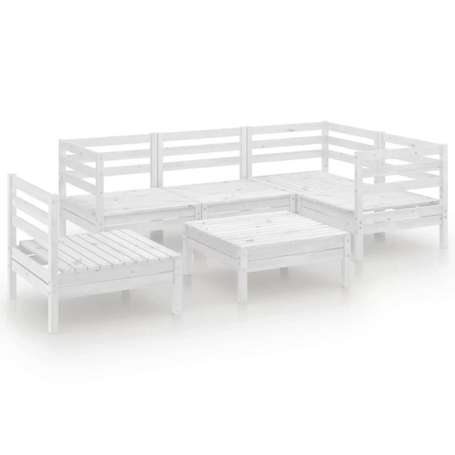 6-tlg. Garten-lounge-set Massivholz Kiefer Weiß günstig online kaufen