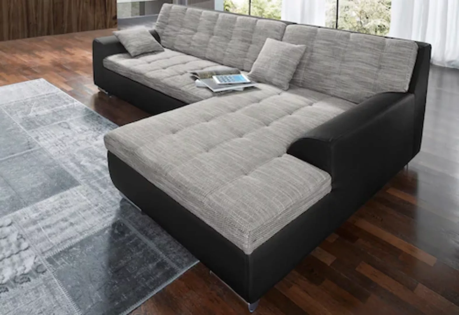 DOMO collection Ecksofa Treviso, wahlweise mit Bettfunktion, incl. Zierkiss günstig online kaufen