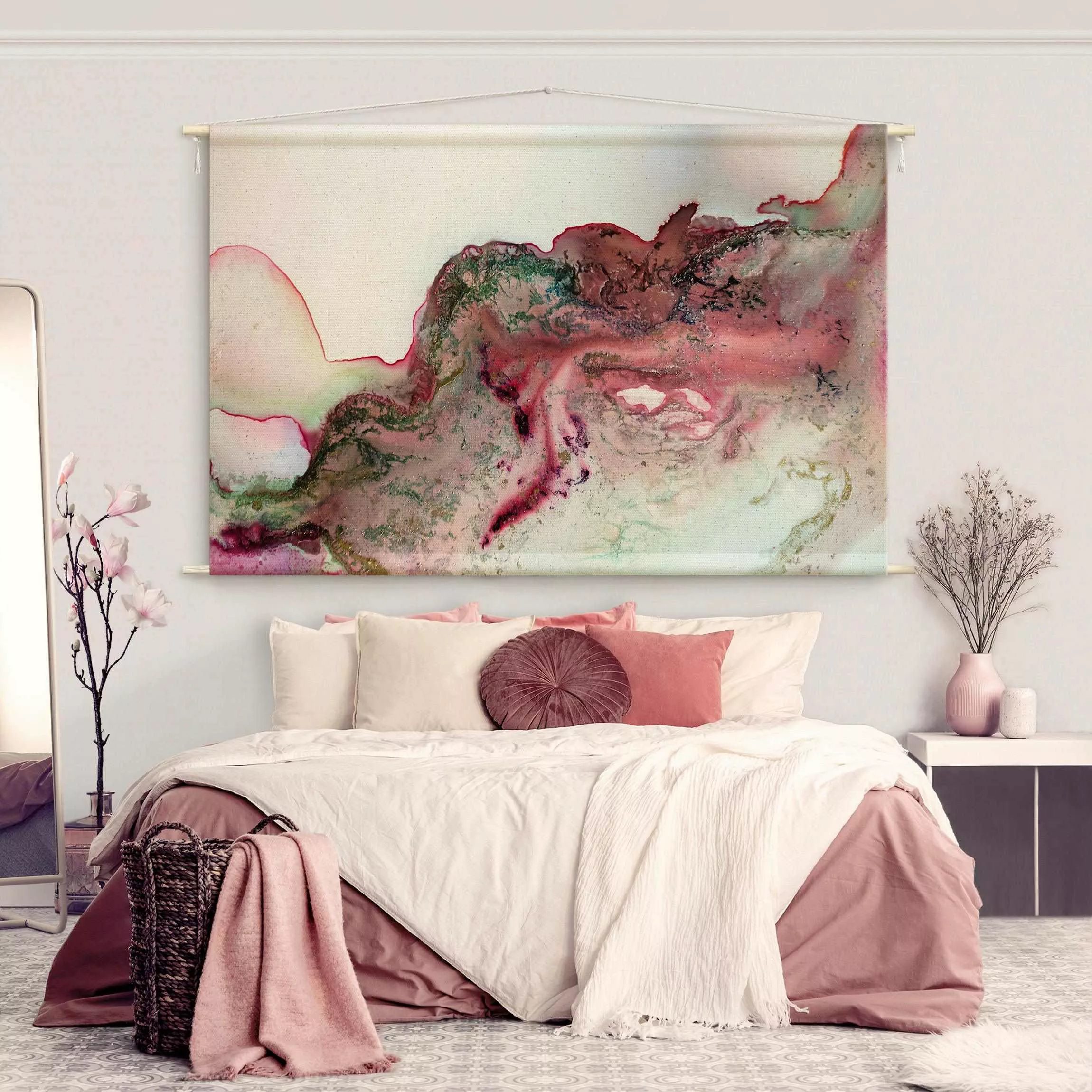Wandteppich Abstraktes Farbenspiel in Rot günstig online kaufen
