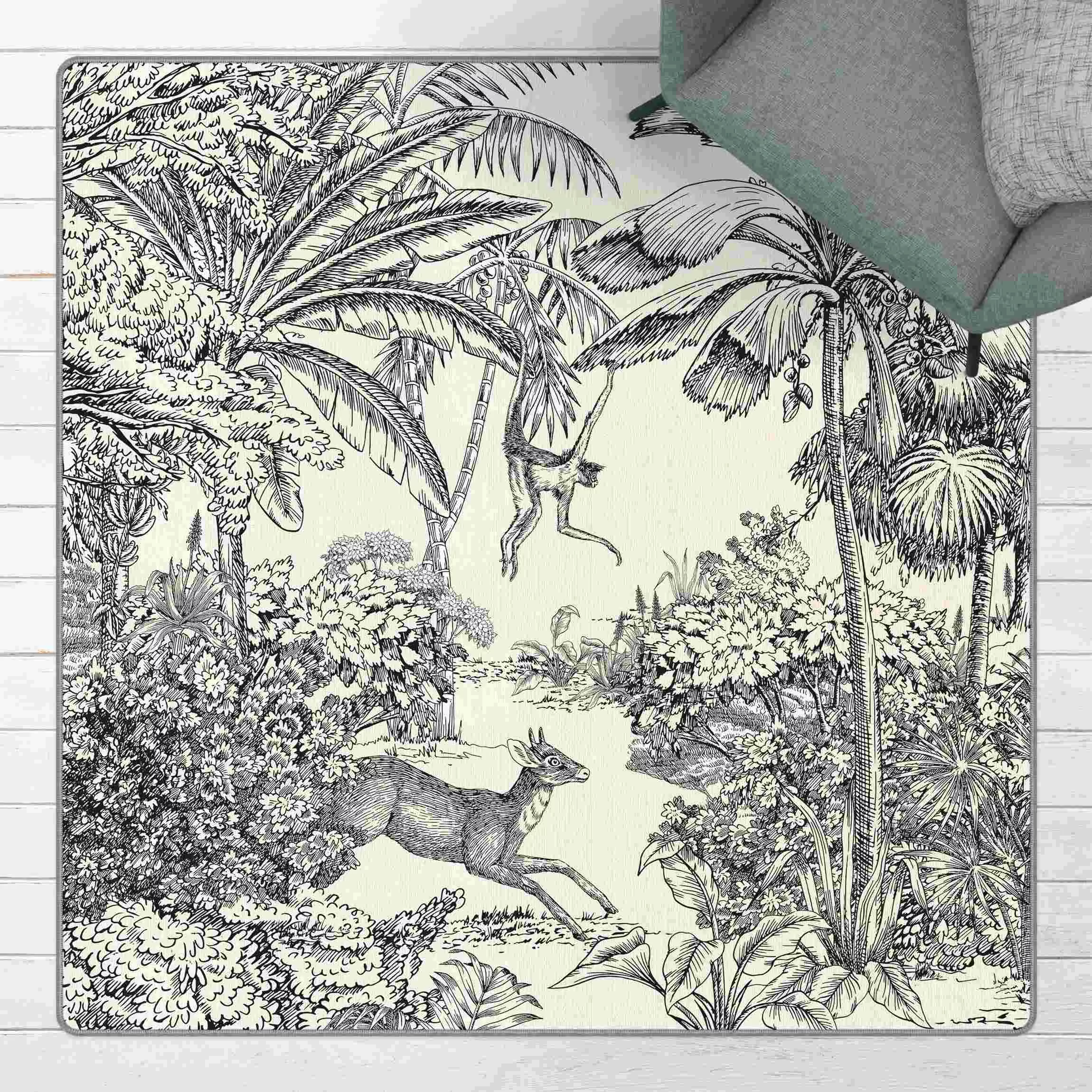 Teppich Detaillierte Dschungelzeichnung günstig online kaufen