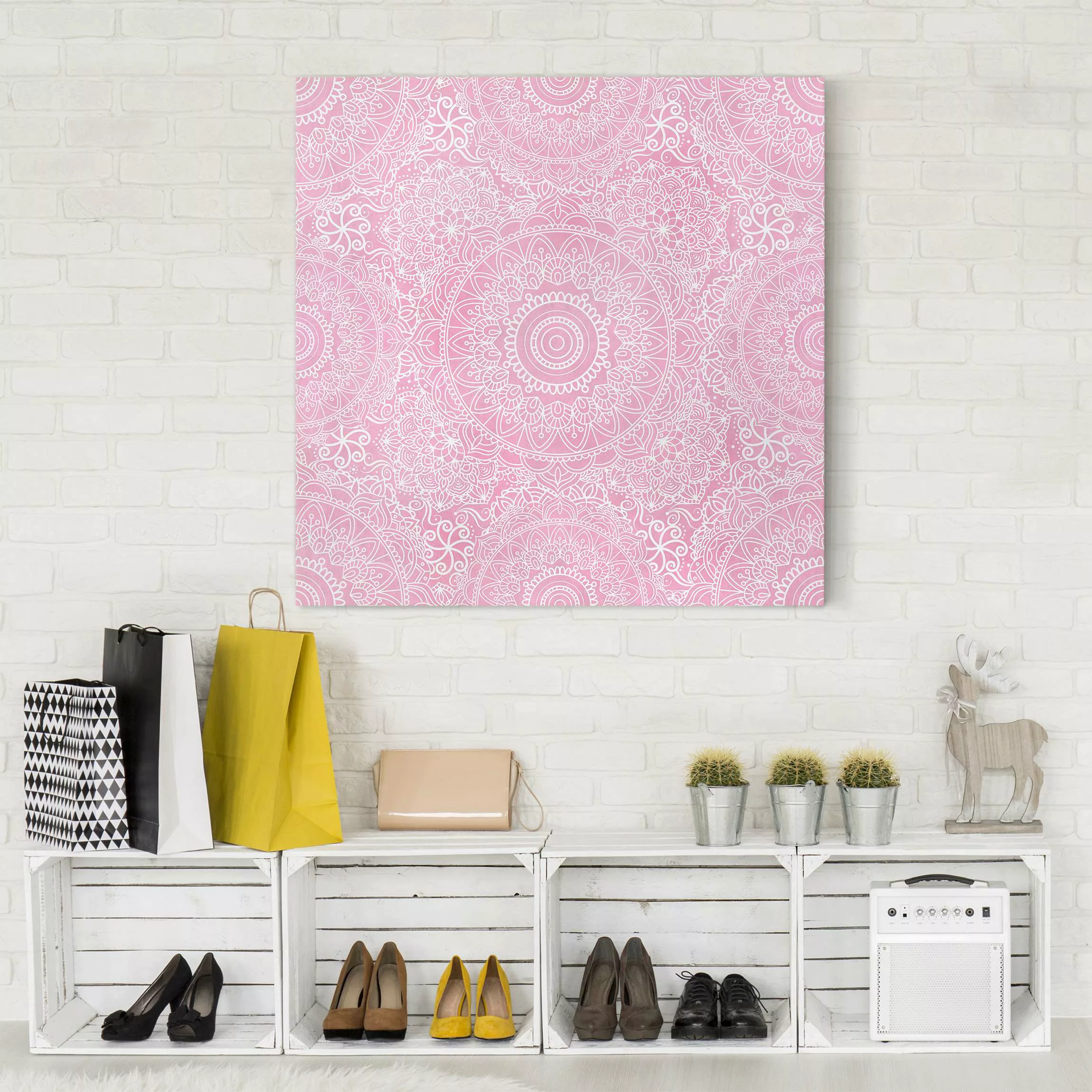 Leinwandbild Muster Mandala Rosa günstig online kaufen