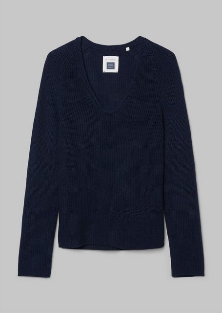 Marc OPolo Strickpullover, mit dekorativem Strickmuster am Ärmel und V-Neck günstig online kaufen