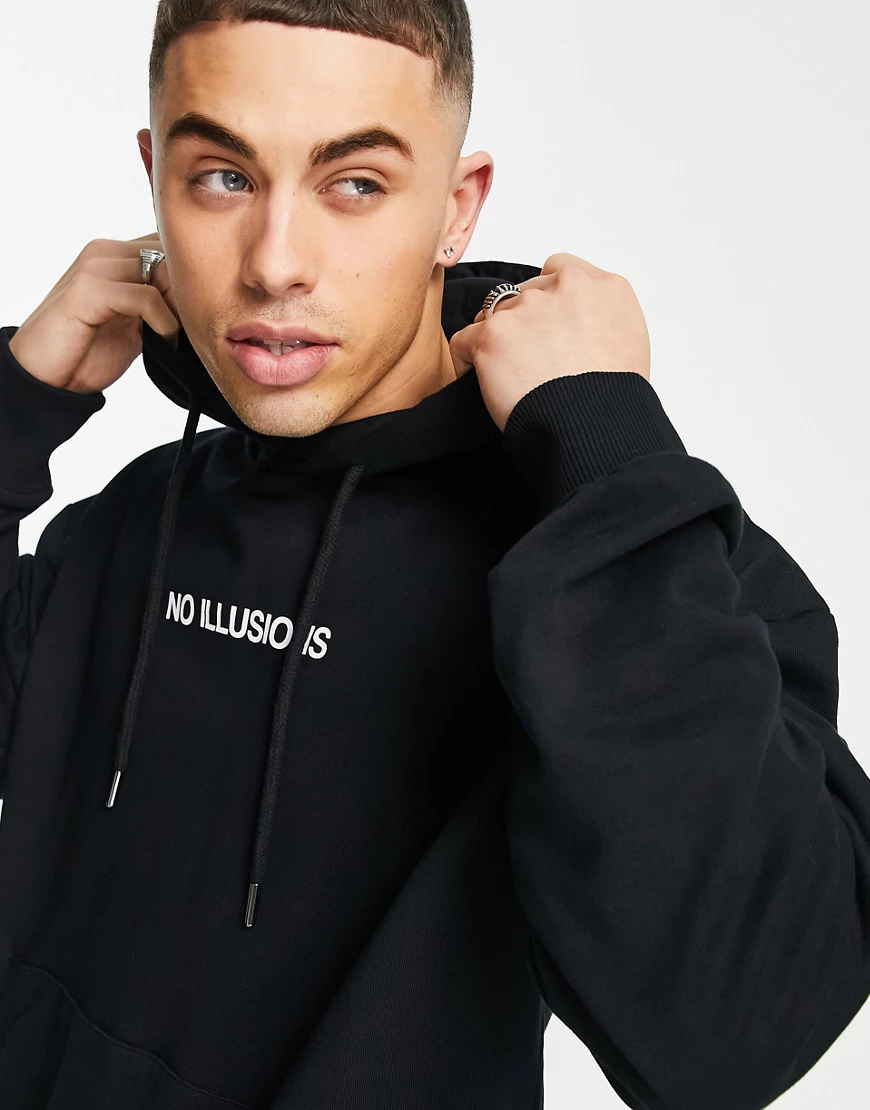 Jack & Jones – Originals – Oversize-Kapuzenpullover mit rückseitigem Illusi günstig online kaufen