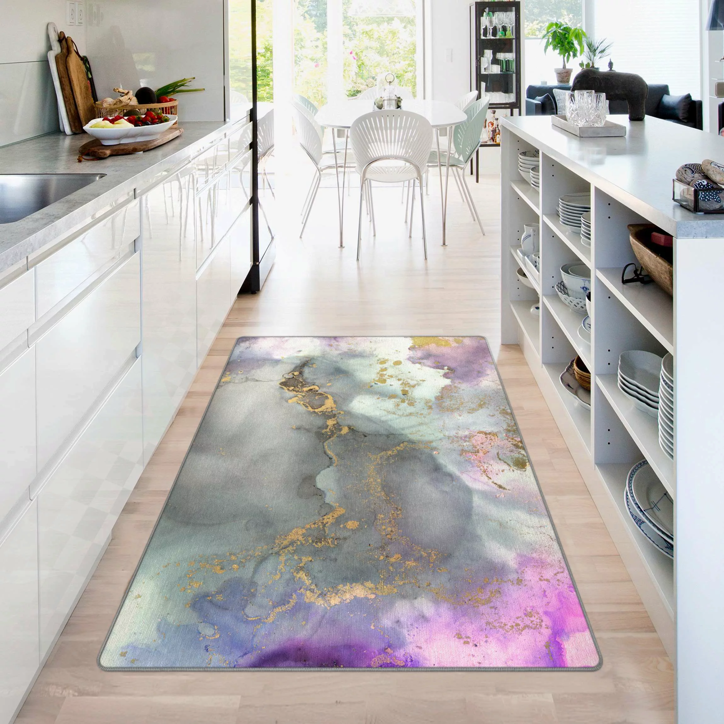Teppich Farbexperimente Marmor Regenbogen und Gold günstig online kaufen