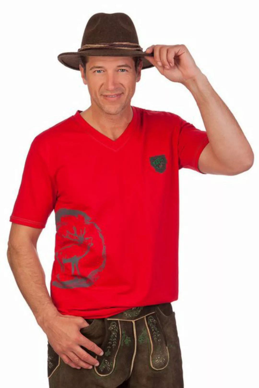 Spieth & Wensky Trachtenshirt Trachtenshirt Herren - SANTO - grasgrün, rot günstig online kaufen
