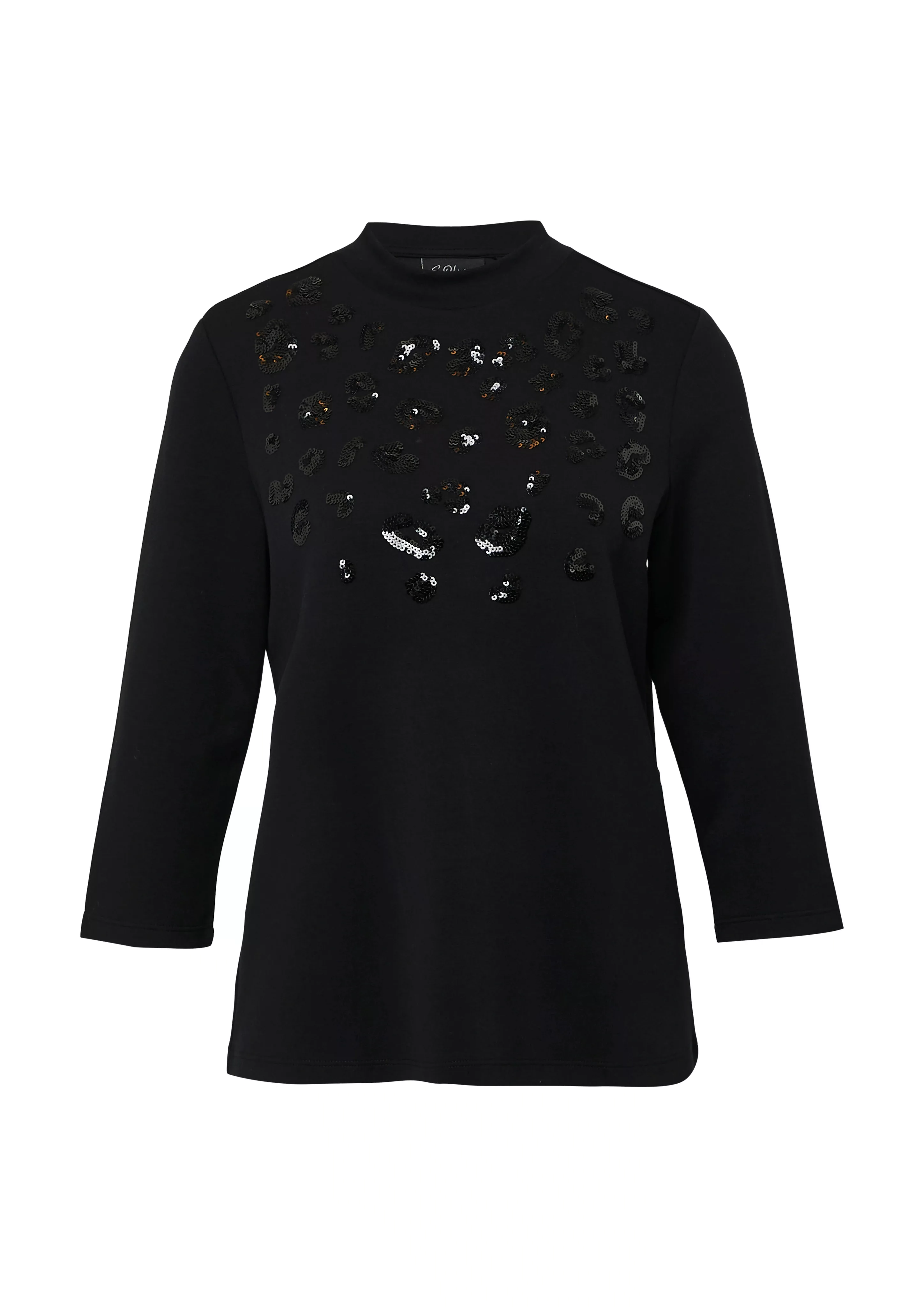 s.Oliver BLACK LABEL 3/4-Arm-Shirt, mit Pailletten und feinem hohem Kragen günstig online kaufen
