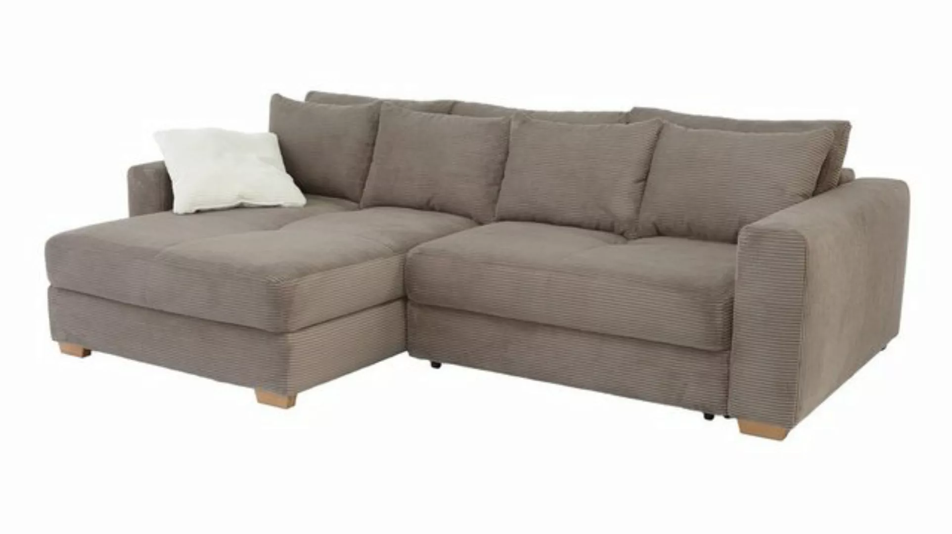 Massivart® Ecksofa KAMPEN Cord taupe / 288 cm, Cordsofa / Bettfunktion / Be günstig online kaufen