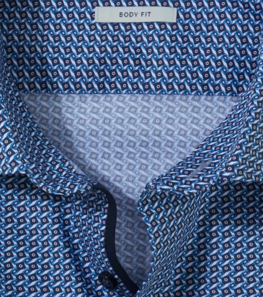 OLYMP Hemd Level 5 Druck Mid Blau Extra Lange Ärmel - Größe 40 günstig online kaufen