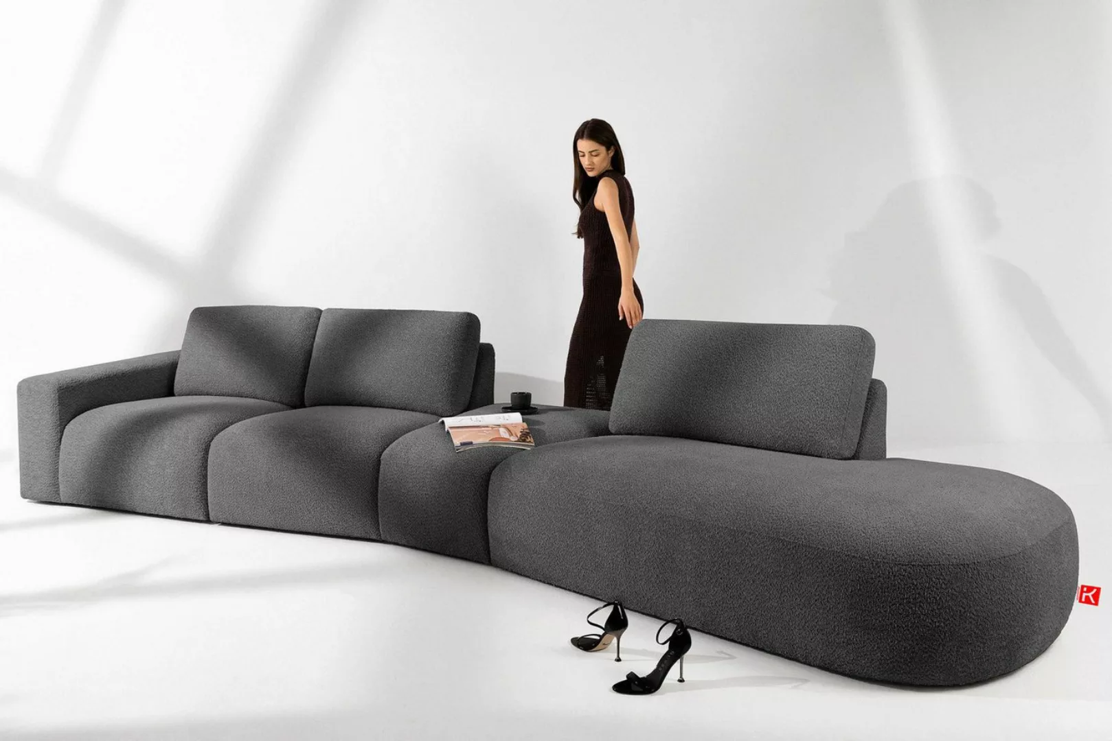 KONSIMO® Ecksofa ZUCCO Ecksofa rechts, 4 Teile, hergestellt in der EU günstig online kaufen