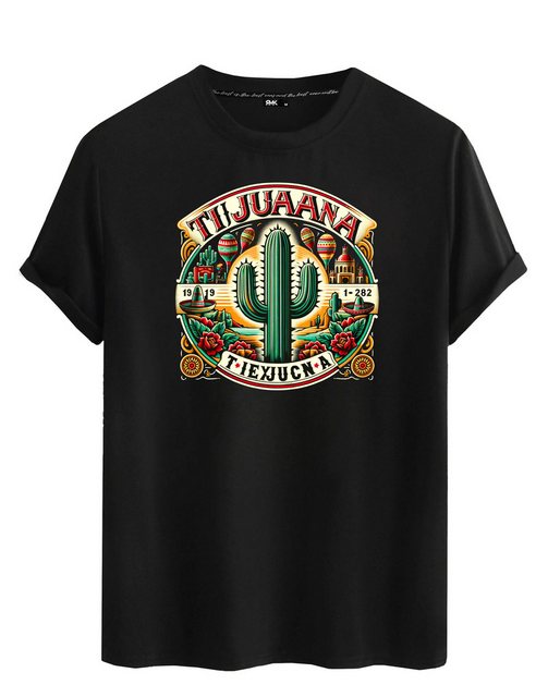 RMK T-Shirt Herren Shirt Basic Rundhals mit Mexico Tijuana Print günstig online kaufen