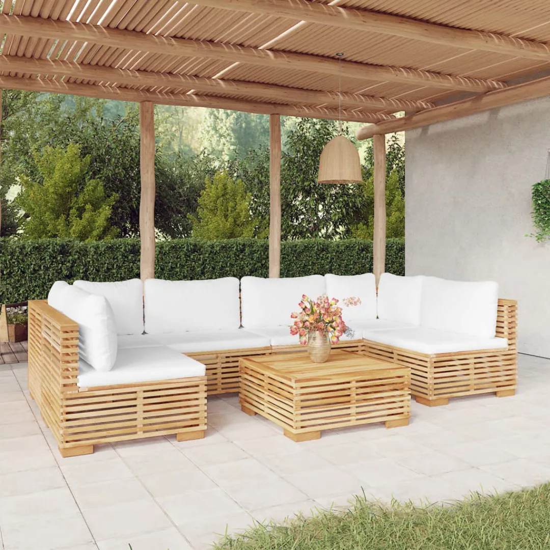 Vidaxl 7-tlg. Garten-lounge-set Mit Kissen Massivholz Teak günstig online kaufen