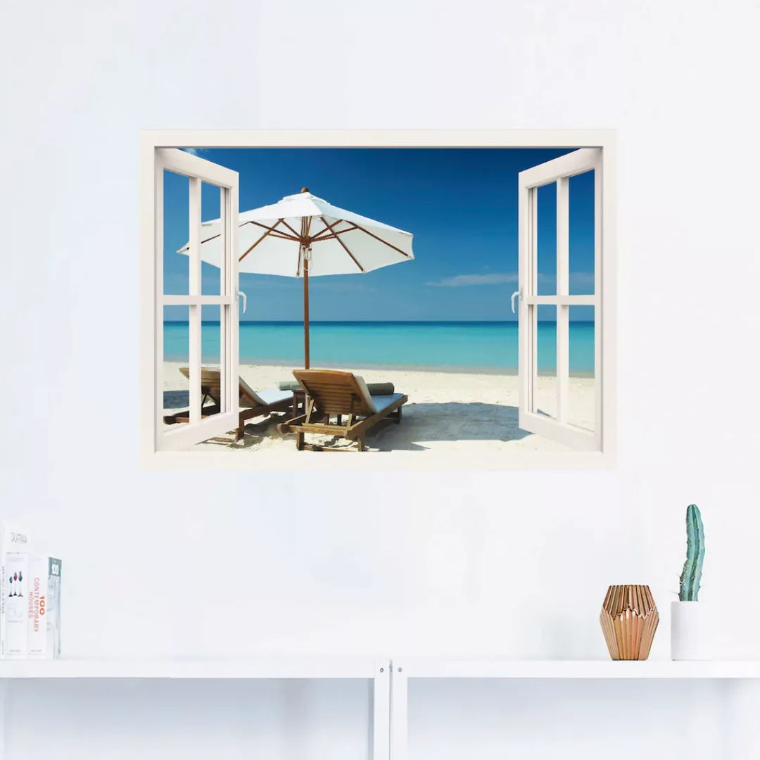 Artland Wandbild "Fensterblick - Zwei Liegestühle", Fensterblick, (1 St.), günstig online kaufen