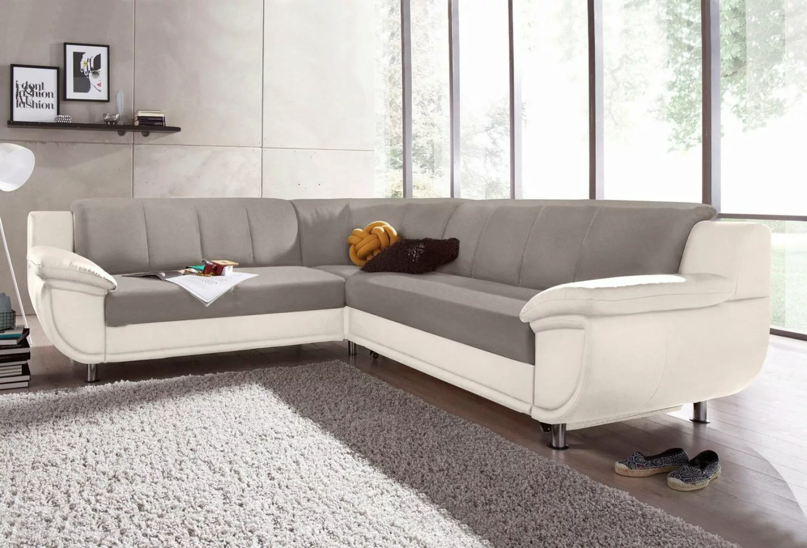 TRENDMANUFAKTUR Ecksofa "Rondo 3, zeitlos und modern, im Materialmix, L-For günstig online kaufen