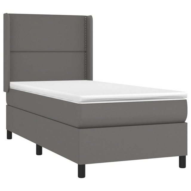 vidaXL Bett Boxspringbett mit Matratze Grau 80x200 cm Kunstleder günstig online kaufen