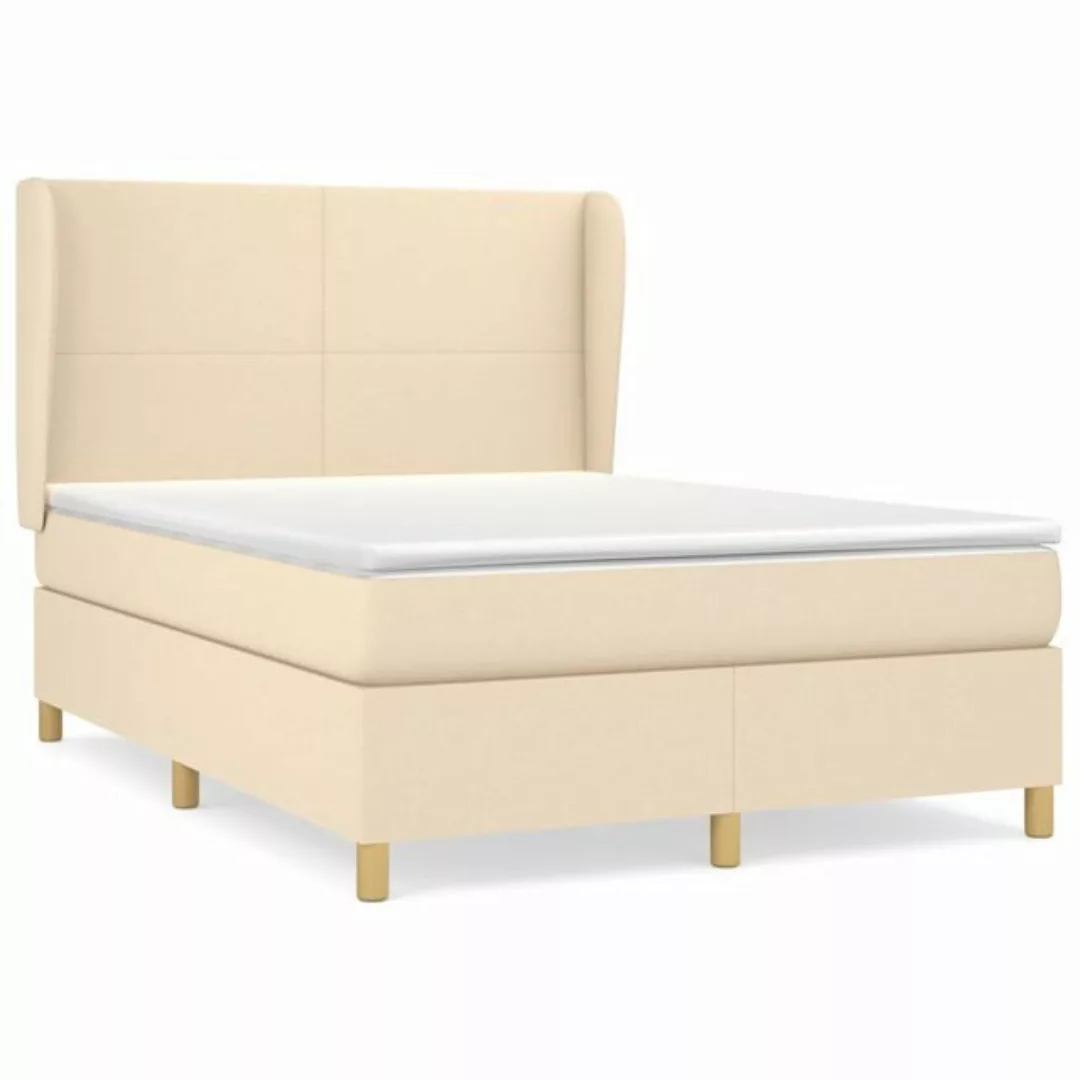 vidaXL Boxspringbett Boxspringbett mit Matratze Creme 140x190 cm Stoff Bett günstig online kaufen