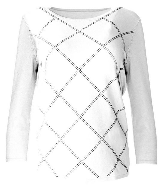 Passioni 3/4 Arm-Pullover Hot Fix Sommerpullover im Rauten Muster Design Ru günstig online kaufen
