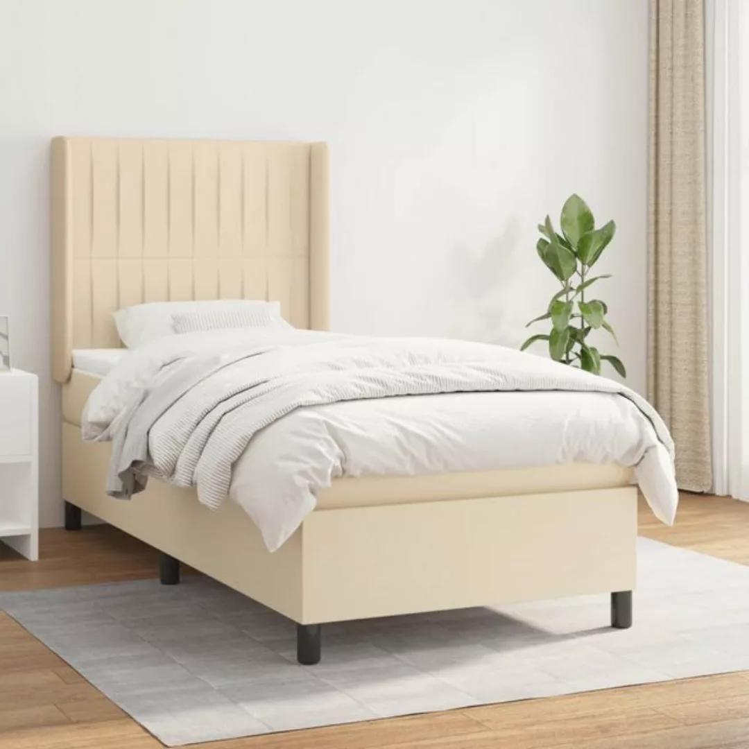 vidaXL Bett Boxspringbett mit Matratze Creme 100x200 cm Stoff günstig online kaufen