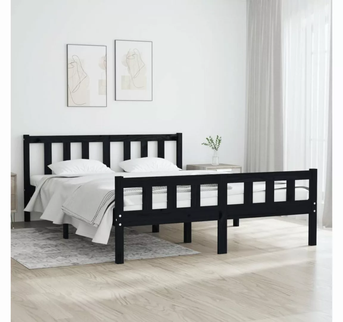 vidaXL Bett Massivholzbett Schwarz 140x190 cm günstig online kaufen