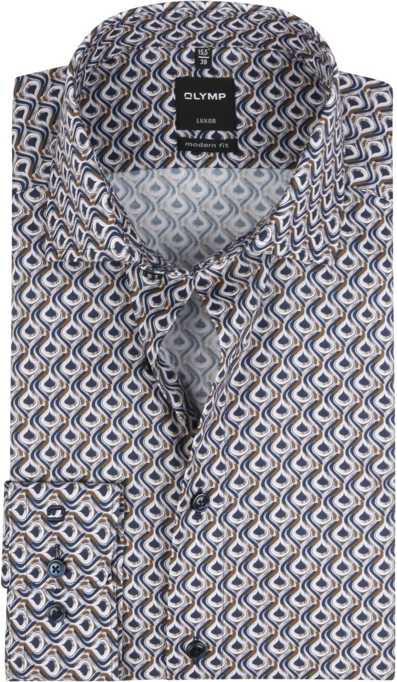 OLYMP Luxor Shirt Grafik Braun - Größe 38 günstig online kaufen