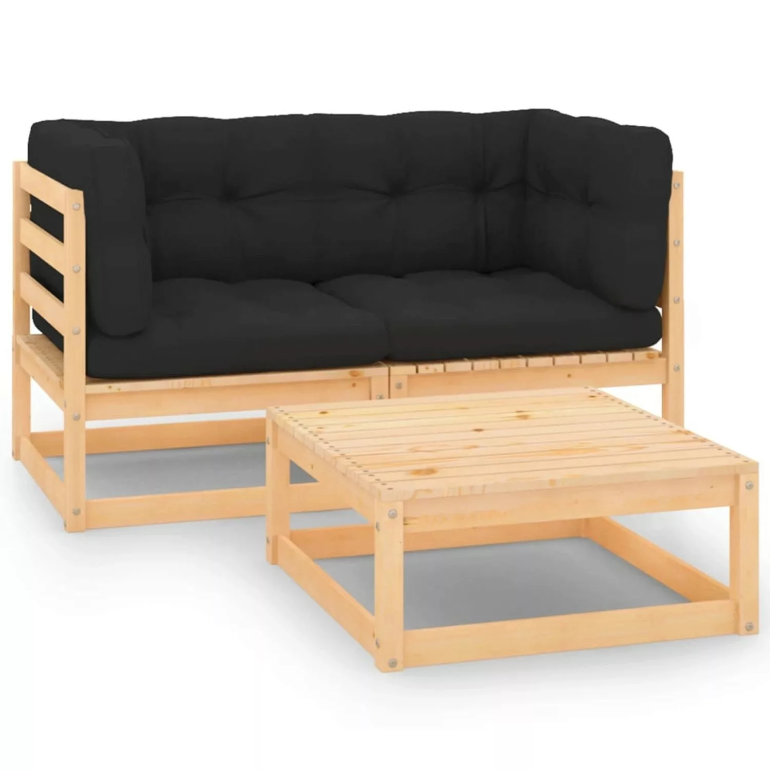 3-tlg. Garten-lounge-set Mit Kissen Massivholz Kiefer günstig online kaufen