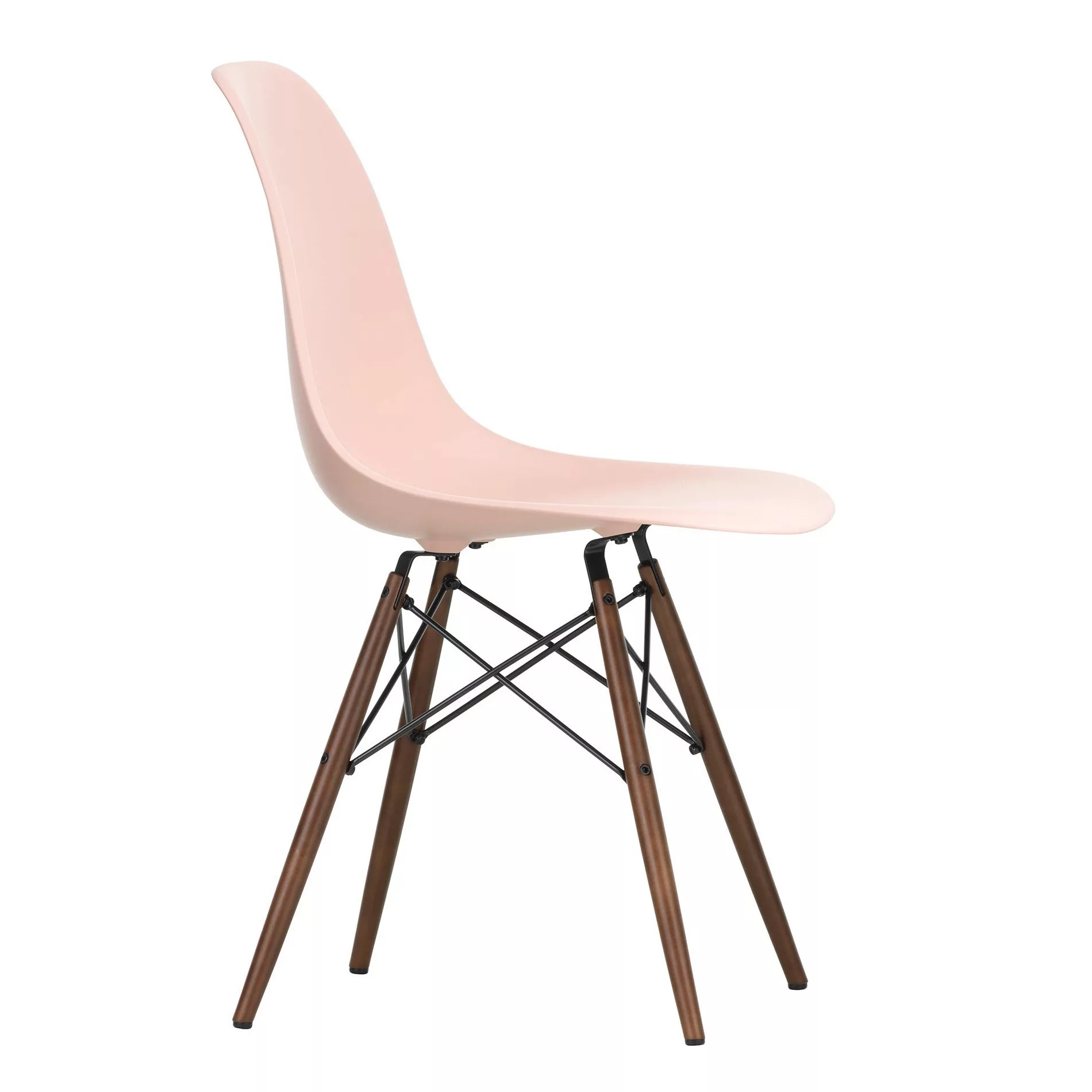 Vitra - Eames Plastic Side Chair DSW Gestell Ahorn dunkel - blassrosa/Sitzs günstig online kaufen