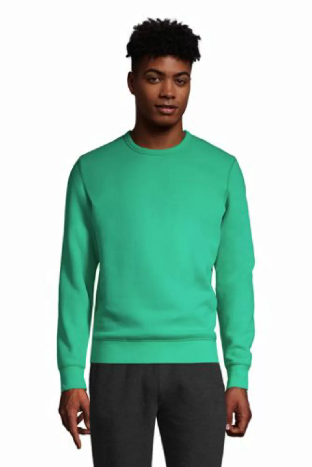 Sweatshirt mit rundem Ausschnitt, Herren, Größe: M Normal, Grün, Baumwoll-M günstig online kaufen