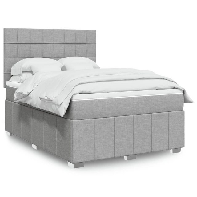 vidaXL Boxspringbett, Boxspringbett mit Matratze Hellgrau 160x200 cm Stoff günstig online kaufen