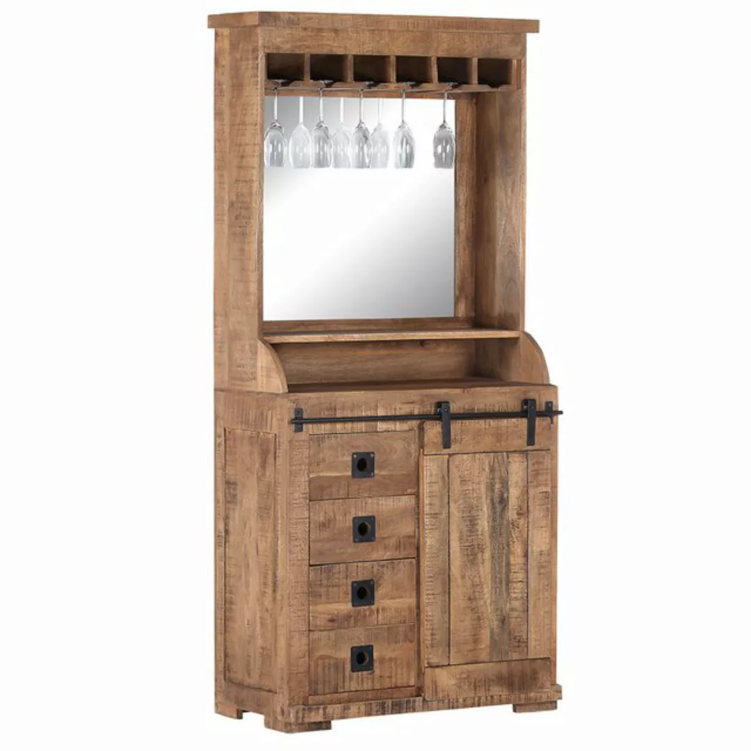 Lomadox Buffet KARLSTAD-123 Mangoholz natur massiv 90/190/47 cm günstig online kaufen