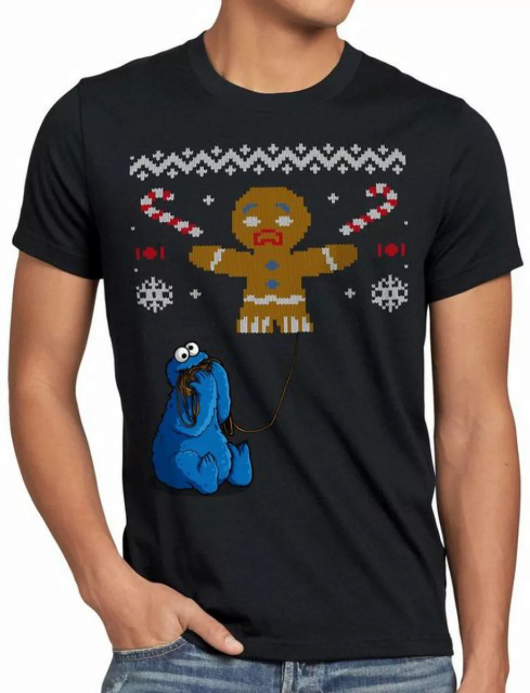 Print-Shirt Herren T-Shirt Krümelmonster Ugly Sweater kekse cookie fun erni günstig online kaufen